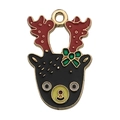 Christmas reindeer bear charm with black enamel and gold alloy finish for DIY jewelry - Christmas Reindeer (14166) / 1 Piece (18x28mm) / Black