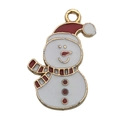 DIY Christmas enamel snowman pendant with red hat and gold alloy plating trim - Christmas Snowman (14170) / White