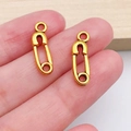 Pair of vintage gold safety pin pendants for DIY jewelry making accessories - Vintage Pin Style (20226)