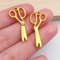 Golden alloy scissors charm for DIY crafting and sewing accessory pendant - Mini Vintage Scissors Style (20228)