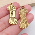 Golden yarn ball charm pendants for DIY jewelry making with Yam engraved texture - Yarn Spool Style (20230)