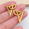 Golden alloy math tool pendants featuring protractor and triangle ruler for DIY jewelry - Mathematical Ruler Style (20231)