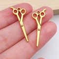 Antique gold scissor-shaped alloy pendants for DIY sewing and jewelry making projects - Barber Scissors Style (20232)
