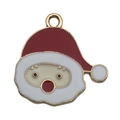 DIY Christmas Santa Claus enamel pendant with gold alloy edges for jewelry making - Red White Santa (14180)