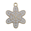 Golden snowflake charm with white enamel and circular ring for DIY jewelry making - White Christmas Snowflake (14181)