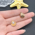 Lot de breloques coquillages dorés KC avec perle pour colliers et bijoux DIY - Coquillage Perle Océan (11948)