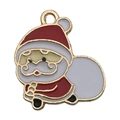 Classic Santa Claus alloy pendant with colorful enamel and golden trim for DIY jewelry - Red White Santa (14186)