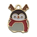 Christmas penguin alloy pendant with reindeer antlers and red scarf for DIY jewelry making - Black Gray Penguin (14188)