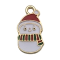 Cute enamel snowman charm with red hat and gold alloy frame for DIY jewelry making - White Christmas Snowman (14189)