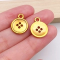 Golden alloy button charms with four holes for DIY jewelry and clothing accessories - Hollow Button Tool (20242)