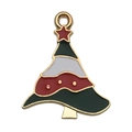 Enameled Christmas tree pendant charm in green and gold alloy for DIY jewelry - Christmas Tree Style (14197) / 1 Piece (21x25mm) / KC Gold