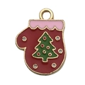 Red Christmas glove alloy pendant with green tree and oil dripping craft for DIY jewelry - Red Christmas Mitten Style (14198) / 1 Piece (15x19mm) / Red
