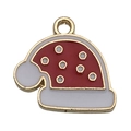 Christmas hat alloy pendant with red and white enamel finish for DIY jewelry making - Red Christmas Hat Style (14200) / 1 Piece (16x17mm) / Red