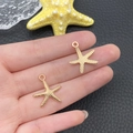 Pendentifs étoile de mer dorés avec textures mates et rayées pour bijoux DIY créatifs - Étoile de Mer à Cinq Branches Océan (16229)