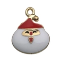 Christmas Santa Claus enamel alloy charm pendant with golden finish for DIY jewelry - Enamel Red and White Round Santa Claus (14209) / 16x20mm