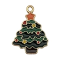 Christmas tree alloy pendant with green enamel and gold finish for jewelry making - Enamel Green Christmas Tree (14256) / 18x24mm