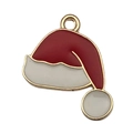 Christmas red enamel Santa hat charm in gold alloy for DIY jewelry making - Enamel Red Christmas Hat (14266) / 17x19mm