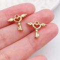 Gouden hartvormige vleugelsleutel hanger voor DIY sieraden maken en charms decoratie - Harthartvleugels Sleutel(18321)