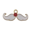 Funny mustache pendant with red dot and white enamel finish for DIY jewelry making - White Christmas Moustache (14267) / 1 Piece/Pack (11x25mm)