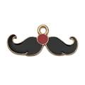 DIY black mustache alloy pendant with red dot detail for Christmas jewelry making - Black Christmas Moustache (14268) / 1 Piece/Pack (11x25mm)