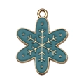 Golden snowflake charm with cyan blue enamel oil for DIY jewelry making - Lake Blue Snowflake (14269) / 1 Piece (19x24mm)