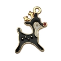 Christmas reindeer enamel alloy charm with gold finish for DIY jewelry and necklaces - Black Christmas Deer (14270) / 1 Piece (14x21mm)