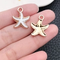 Chic white enamel and rose gold starfish charms for DIY necklaces and handmade jewelry - Drip Oil White Ocean Starfish (8609)
