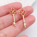Gouden klaver-hart sleutel hanger voor doe-het-zelf sieraden en creatieve hobby's - Geluksklaver Sleutel (20997)