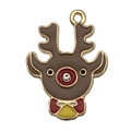 Christmas reindeer charm with red antlers and golden bell for DIY jewelry making - Rhinestone Christmas Reindeer (14280) / 1 Piece (20x27mm)
