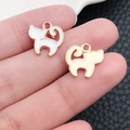 Minimalist white enamel cat charm with rose gold plating for DIY jewelry necklaces - Enamel White Arched Back Cat (9937)