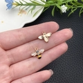 DIY bee pendant charms with yellow and black enamel details and golden metal finish - Yellow Enamel Bee (11860)