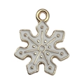 DIY jewelry charm with gold-plated snowflake pendant and white enamel finish - White Christmas Snowflake (14288)