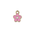 Pink and white five-petal flower charm in golden alloy for DIY jewelry making - Pink Daisy Bloom Style (12253)