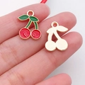 Handmade red cherry alloy pendant charms for DIY jewelry accessories and necklaces - Cherry Shape (8621)