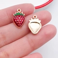 DIY strawberry pendant charms with red enamel and gold-plated metal backing - Burgundy Strawberry (10849)
