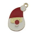 Christmas Santa Claus alloy charm with red enamel finish and gold-plated edges for DIY jewelry - Red White Santa (14294)