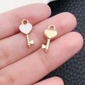 DIY heart key pendants in white enamel and gold finish for jewelry making - White Enamel Heart Key (11944)