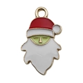 Christmas alloy pendant featuring a green cartoon character with a red Santa hat and white beard - Red and White Santa Head (15550)