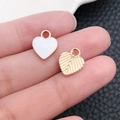 Minimalist white enamel heart pendant charm in gold plated finish for DIY jewelry - White Enamel Heart (11946)