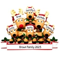 Customized family of 6 reindeer Christmas tree ornament made of durable resin - Family Printed Style E