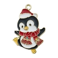 Christmas penguin alloy pendant with red Santa hat and scarf for DIY jewelry making - Black Scarf Penguin (17268)