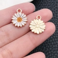 White daisy flower charm set with orange center for DIY necklaces and jewelry making - White Enamel Small Daisy (14789)