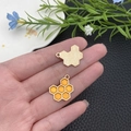 Pendentif alvéole dorée avec émail jaune pour la création de bijoux DIY - Nid d'abeille Émail Jaune Simple Face (21126)