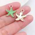 Pendentifs étoile de mer en émail vert avec bords dorés pour bijoux DIY - 15x18mm / Étoile de Mer Océan en Émail Vert (8611)