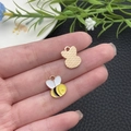 Joli pendentif abeille en émail jaune pour bijoux DIY avec dos en métal doré - Style Abeille en Émail Jaune (21127)