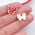 Red butterfly pendant with gold textured back and small loop for jewelry DIY crafts - Red Butterfly (11863)