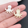 White enamel octopus charm with gold finish for DIY jewelry making and necklace pendant - White KC Gold Enamel Ocean Octopus (16750)