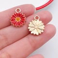 Daisy charm pendants in red enamel and gold finish for DIY jewelry making - Red Small Daisy (14785)