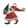 Enamel Santa Claus charm with Christmas tree and rhinestone for DIY jewelry making - Santa Claus and Christmas Tree (18004) / Red