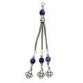 Ciondolo etnico con nappe, perline blu e nodi celtici in argento per bigiotteria - Perline Blu Nappa Argento Antico (21104)
